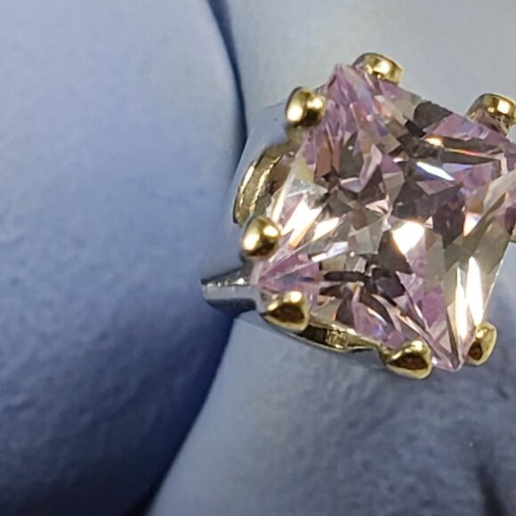 Lavender CZ Stud Earrings | Sterling Silver Overlay Princess Cut Crystal Jewelry - Picture 8 of 8